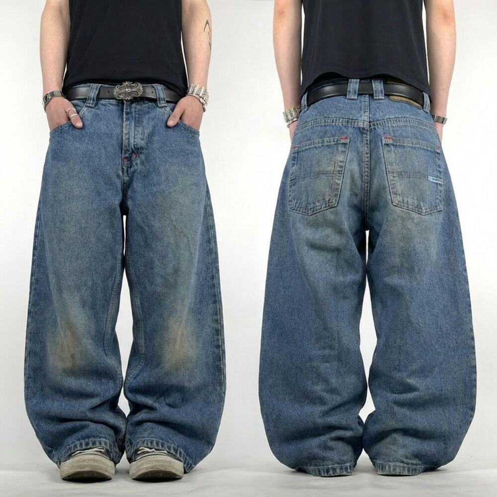 Vintage y2k grunge southpole baggy wide leg faded stonewash jeans